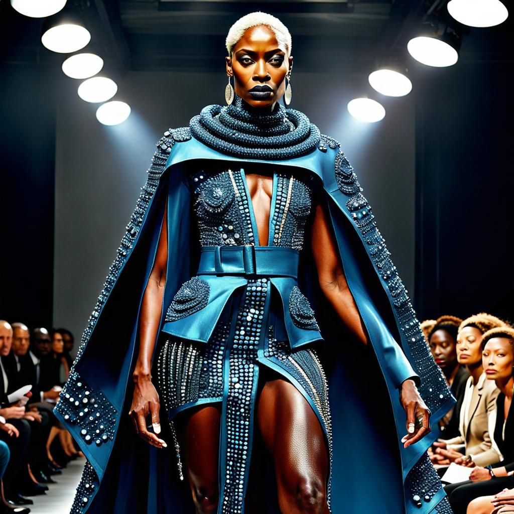 Avant-Garde Fashion: African American Supermodel on Runway