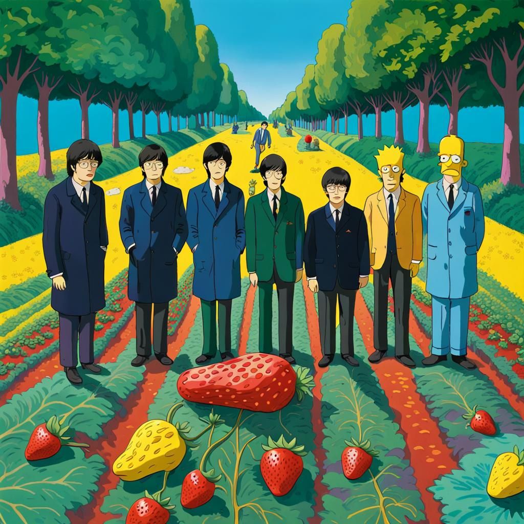 The Beatles meet The Simpsons in Anime Style