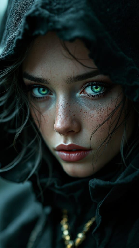 Seductive Gothic Witch in Alchemical Laboratory