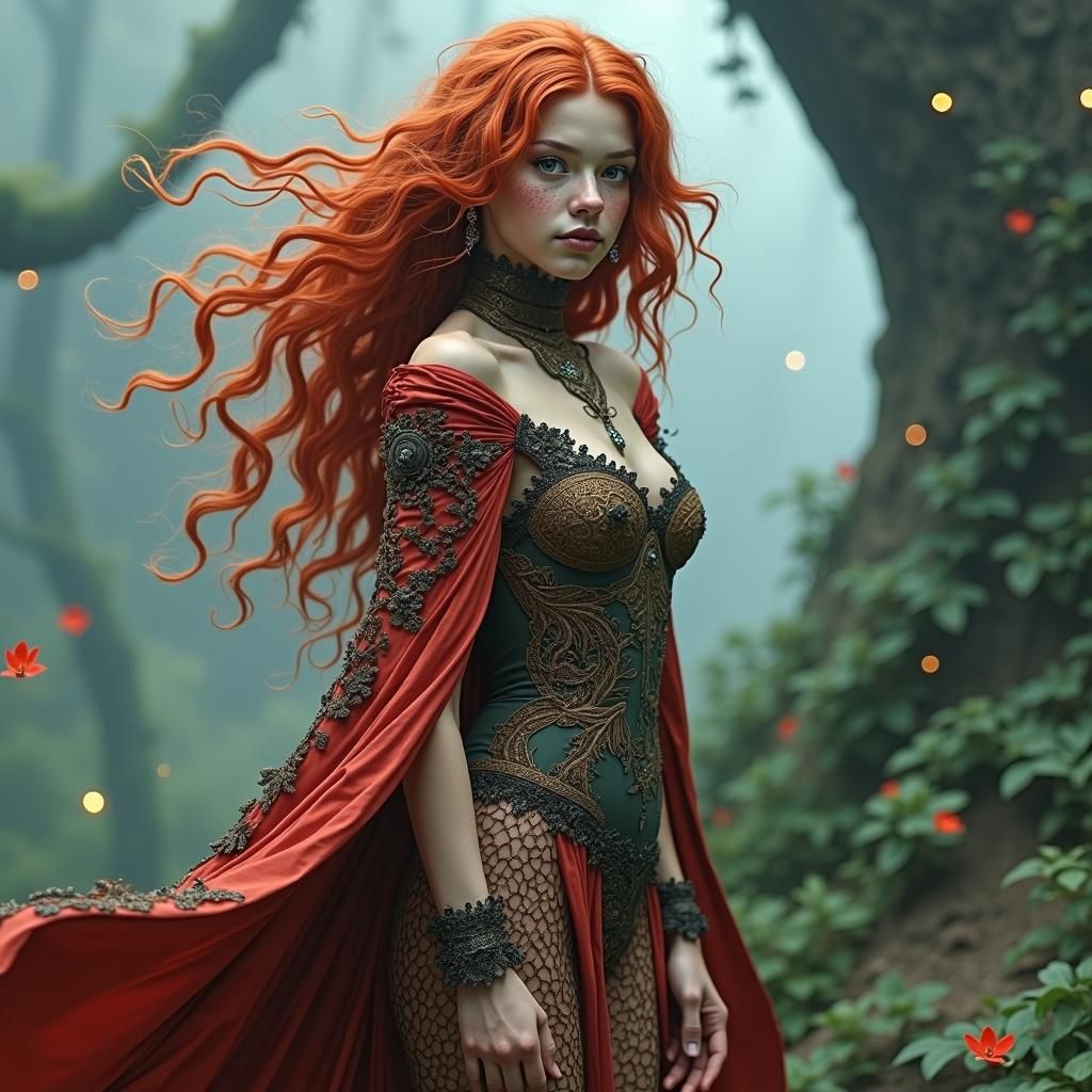 Red-Haired Girl in a Magical World: Matte Painting