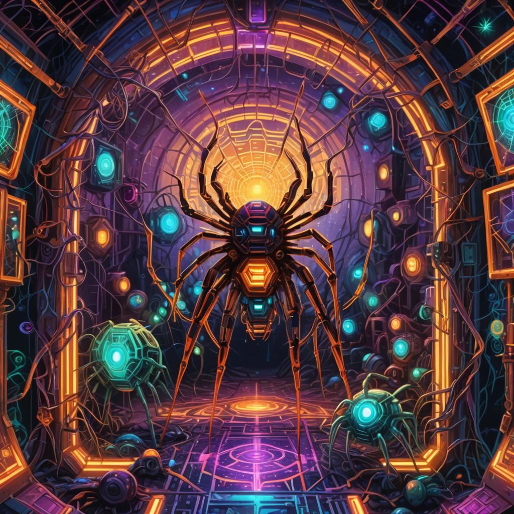 Mirrorsian Computer Spiders Convention: Neon Digital Art