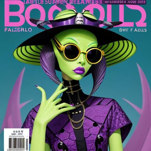 Harajuku Fashion Magazine Cover with Alien