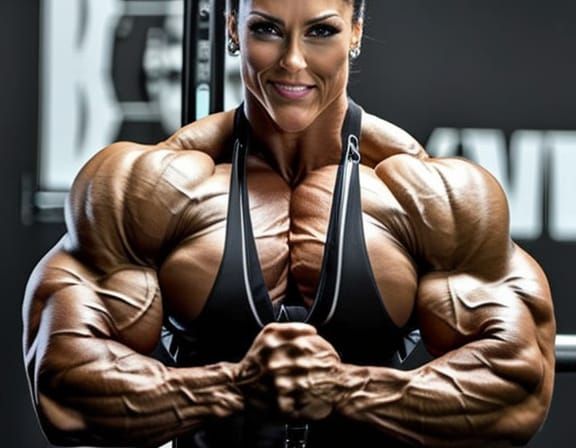 Mega Muscular Bodybuilder Mom with Ripped Physique