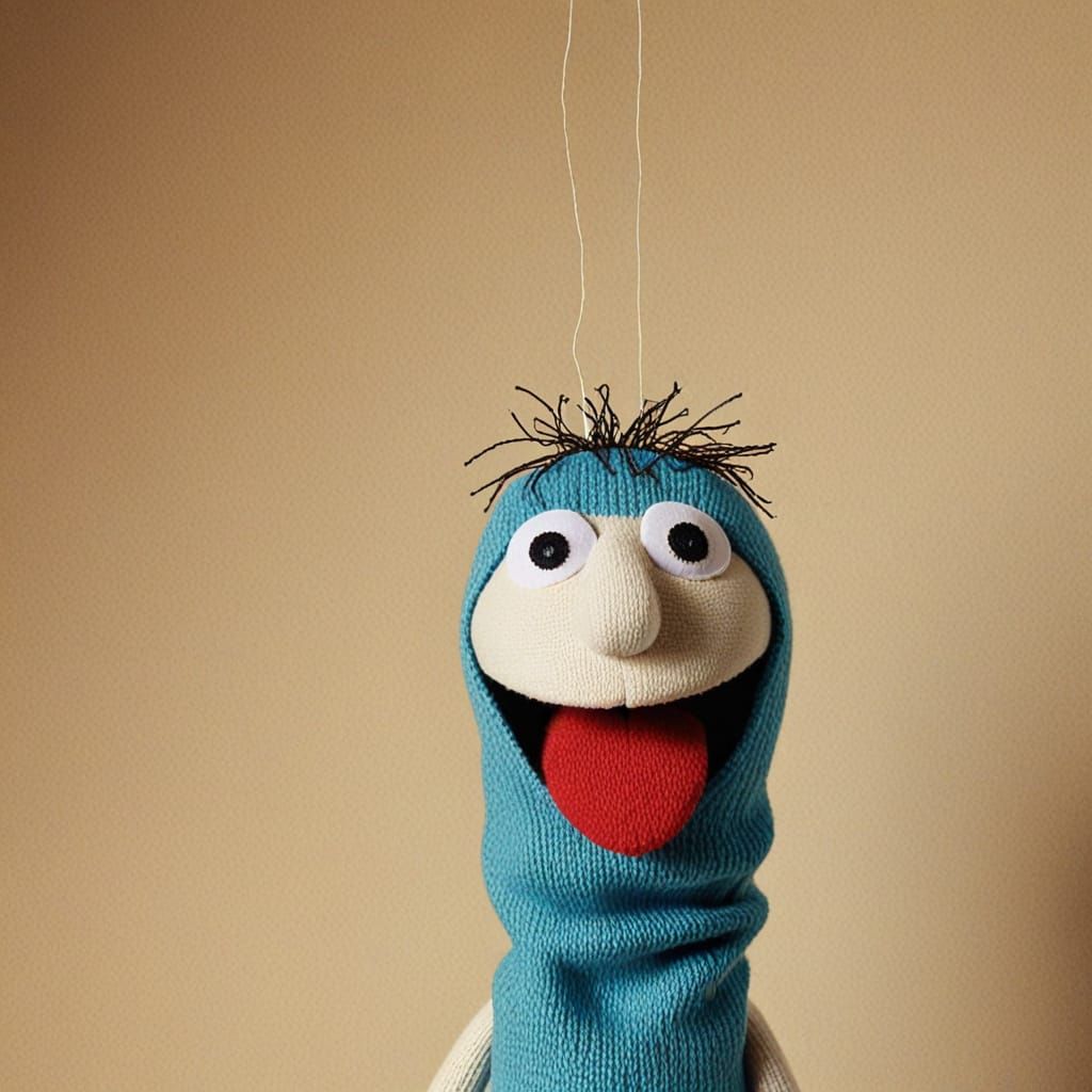 Charming Sock Puppet Character in Children's Book Style