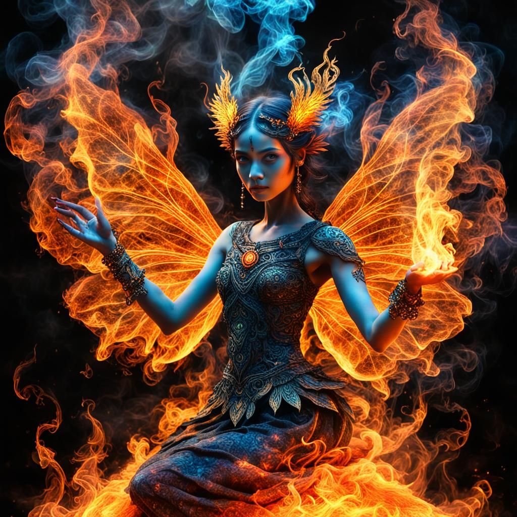 Luminous Fire Fairy in Indonesian Style
