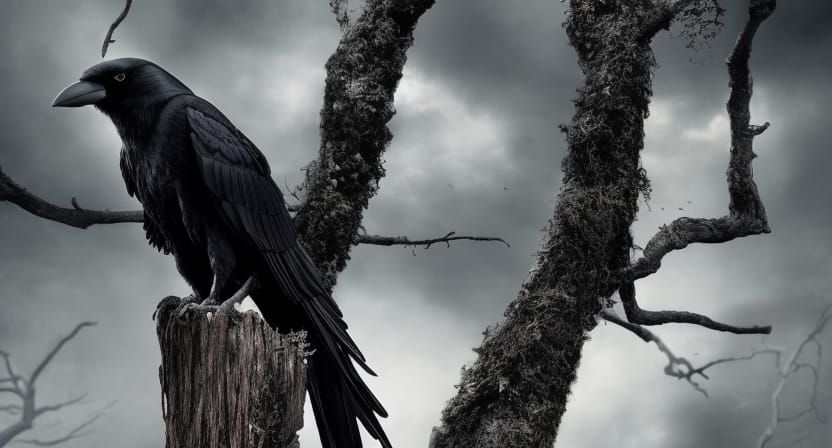 Crow and Dead Tree: Cinematic Digital Painting
