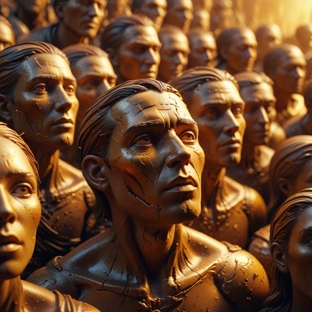 Dynamic Clay Figures in Vibrant Oil Painting Style