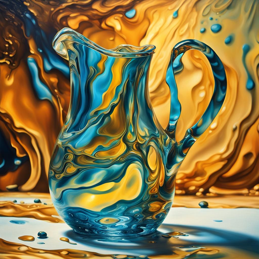 Surreal Distorted Pitcher in Oil Painting Style