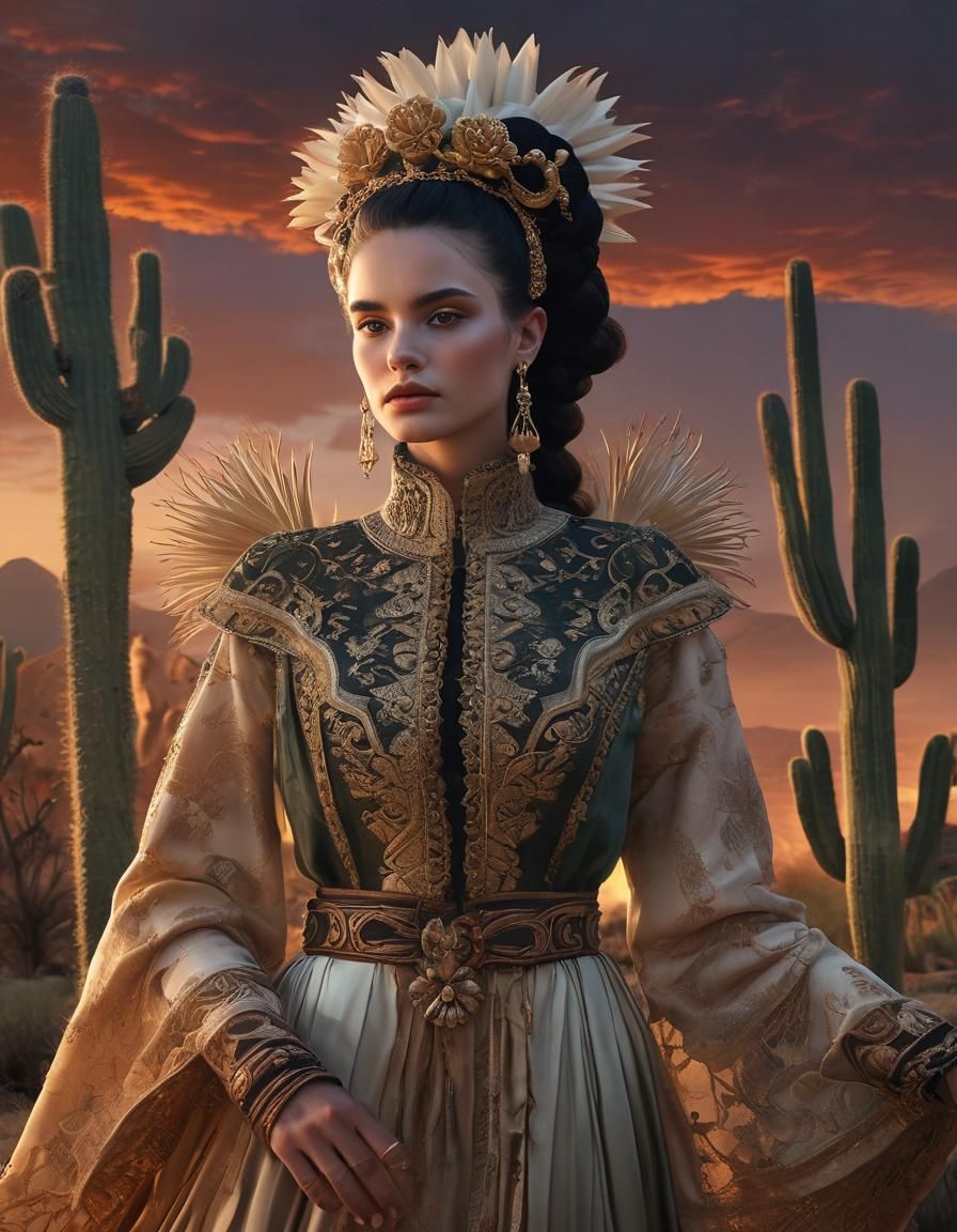 Mystical Desert Spider Woman in Dark Fantasy Style