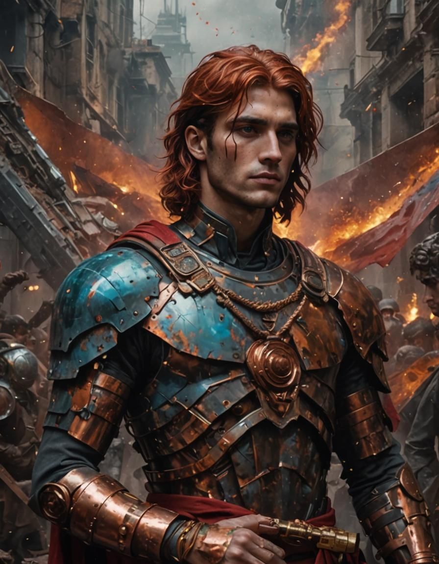 Neofuturistic Roman Fashion in Copper and Red