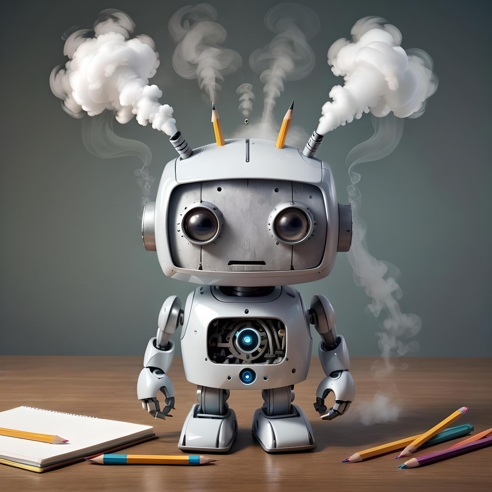 Frustrated Robot Overwhelmed with Homework