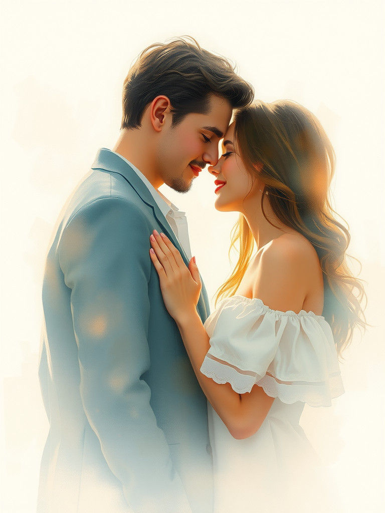 Serene Couple Portrait in Pre-Raphaelite Style