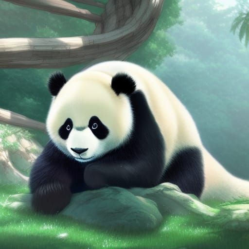 Cute Panda in Studio Ghibli Anime Style