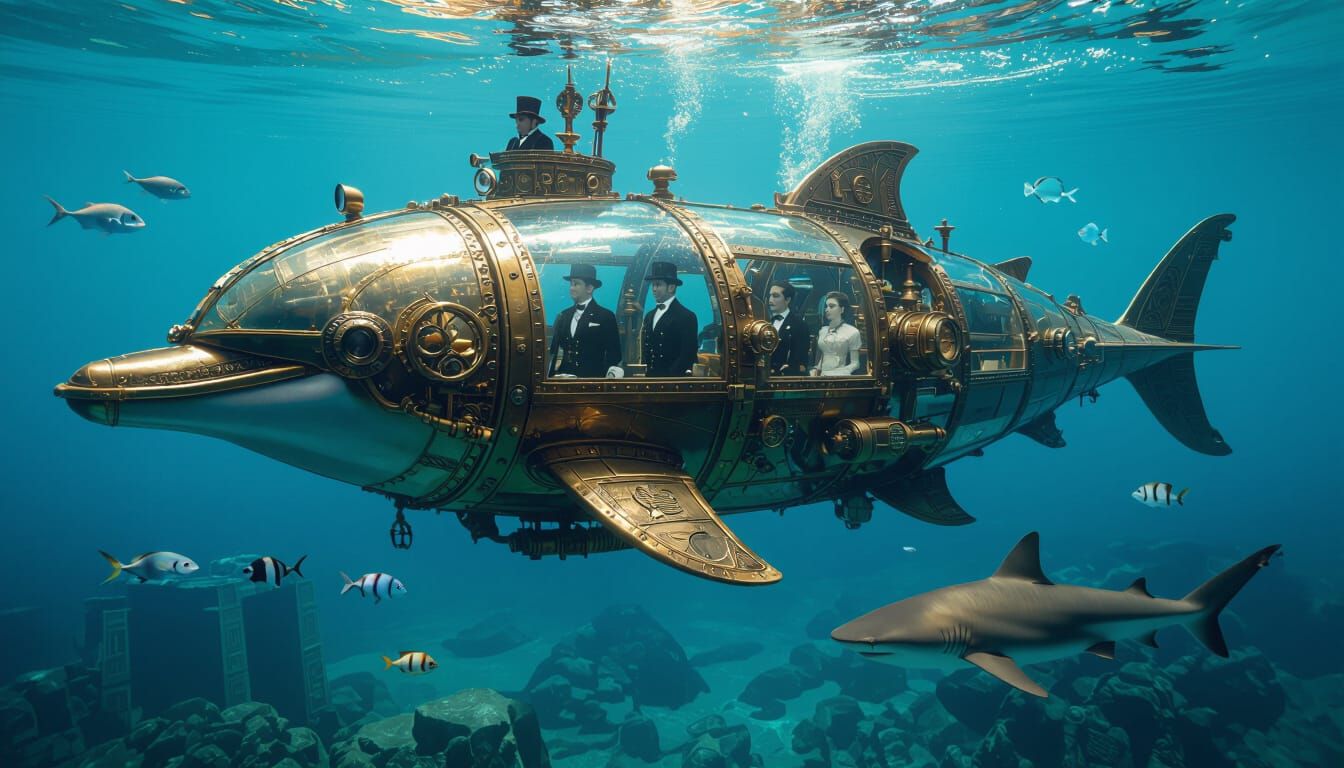 Steampunk Dolphin Submarine Explores Egyptian Ruins