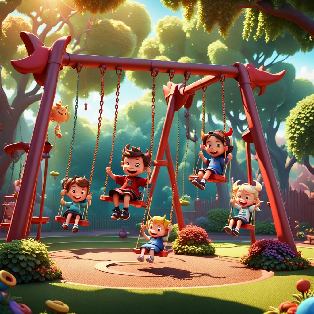 Devils and Angels in Kindergarten as 3D Art