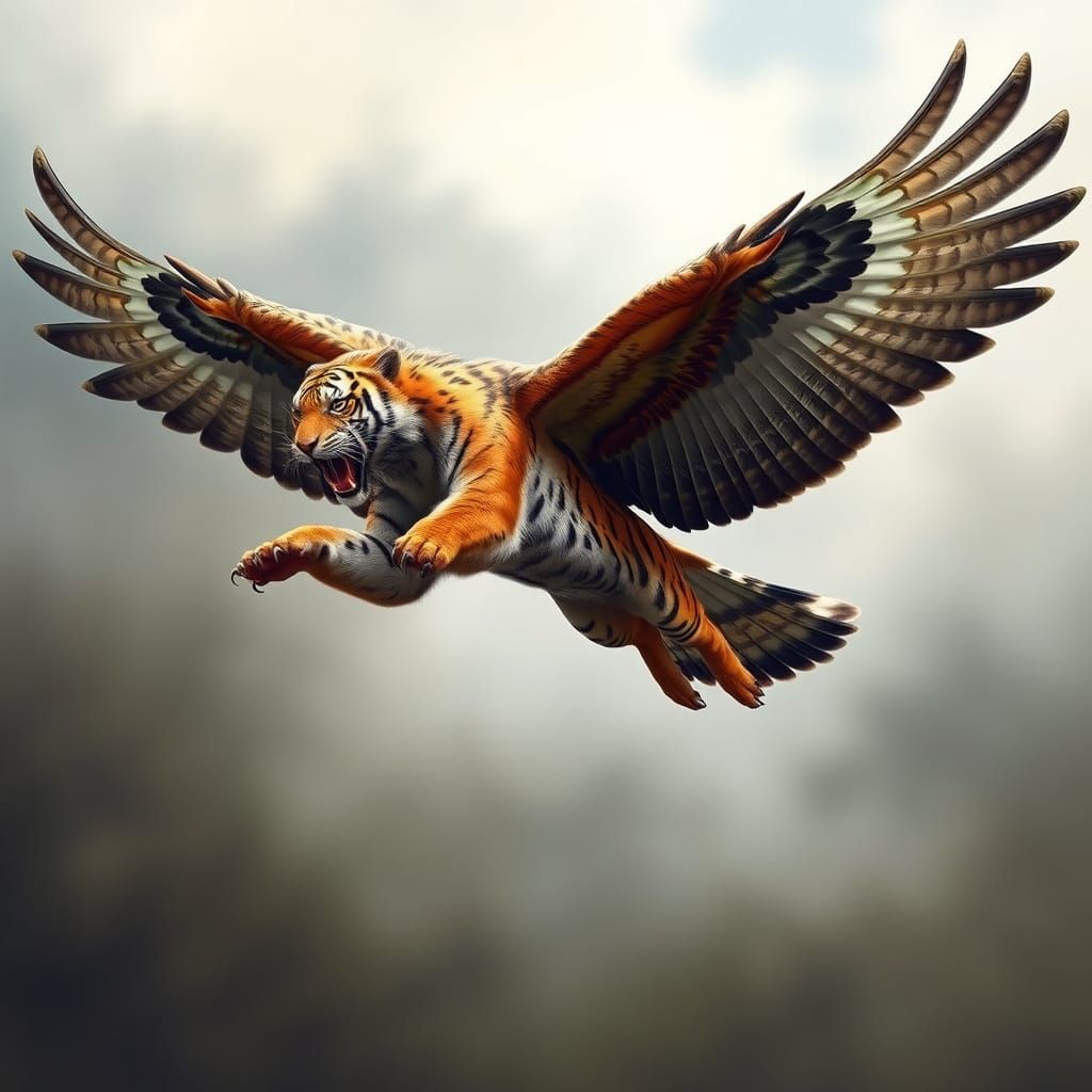 Realistic Tiger-Eagle Hybrid Leaping