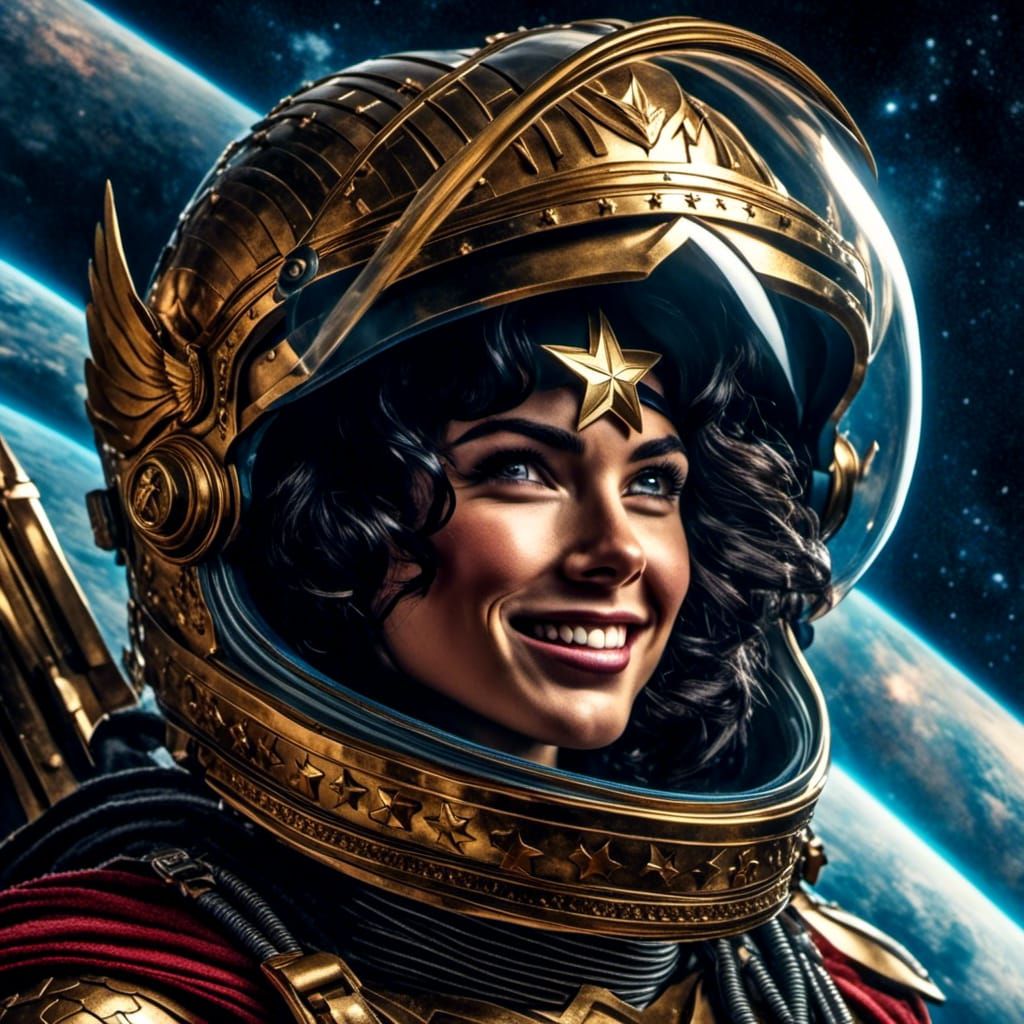 Hyperrealistic Wonder Woman in Space Portrait