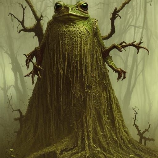 Grimdark Gothic Werefrog in Twisted Swamp