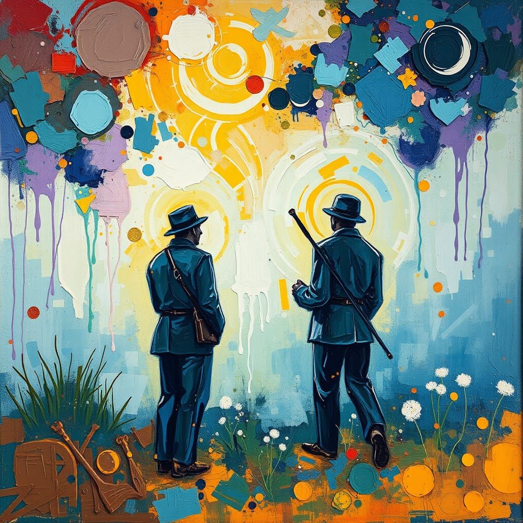 Neo-Expressionist Oil Painting: Tragic Death in a Colorful, ...