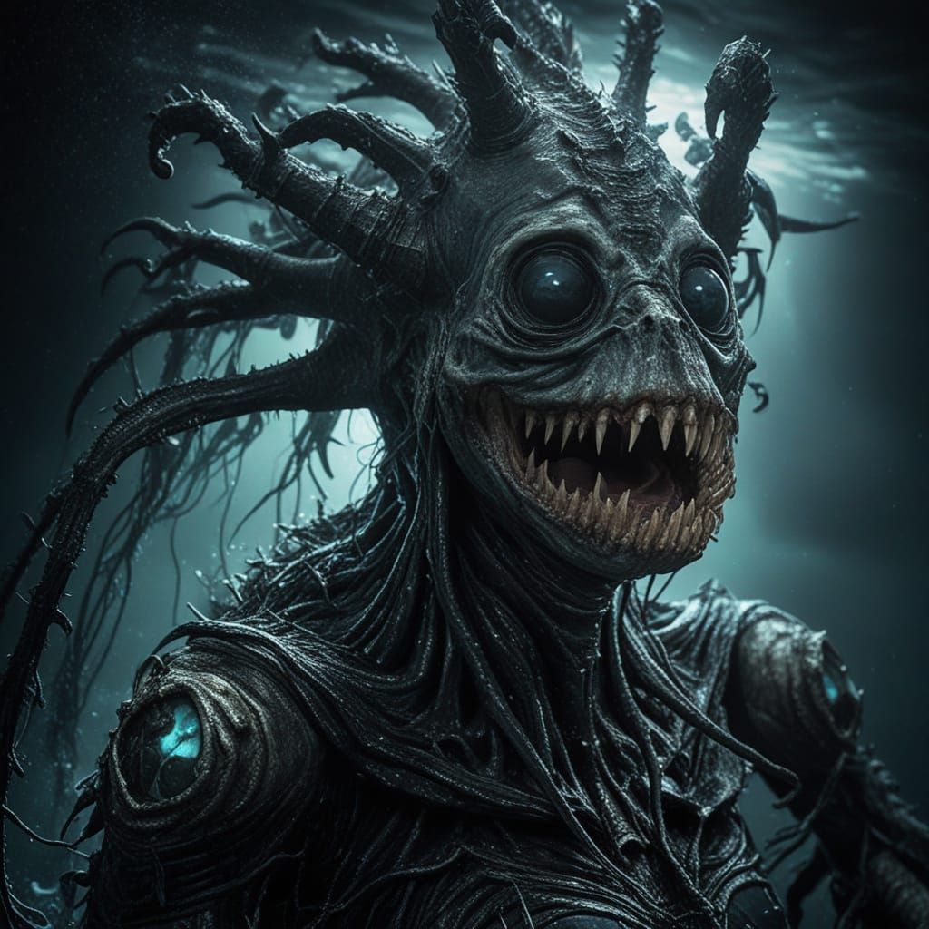 Terrifying Siren Stares from the Abyss in Gothic Horror