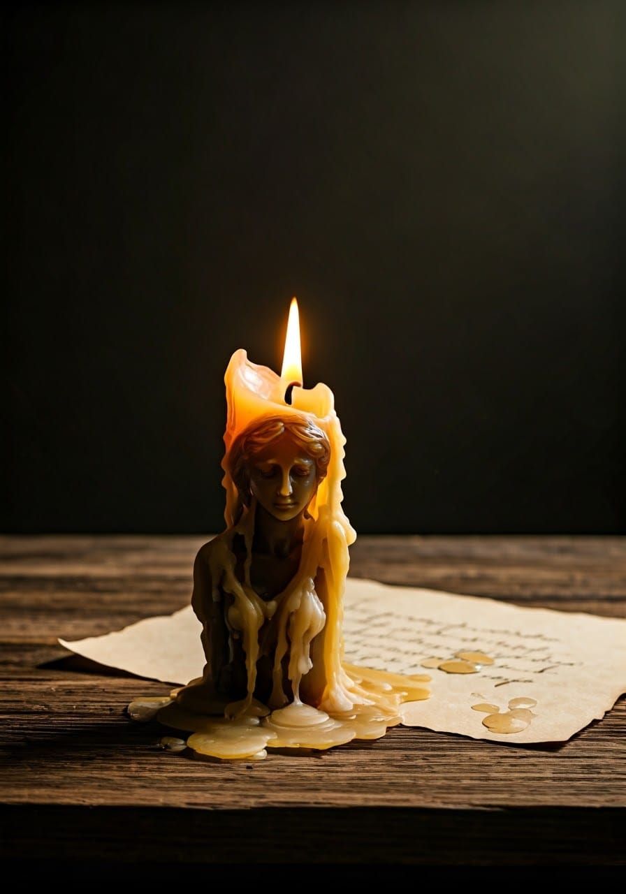 Crying Wax Woman Candle in Dutch Golden Era Style