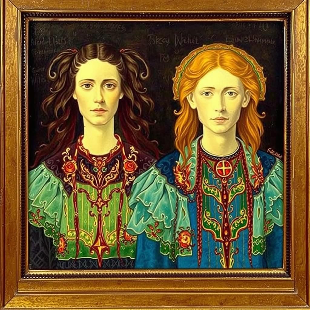 Oskar Zwintscher Style Portrait with Jugendstil Elements