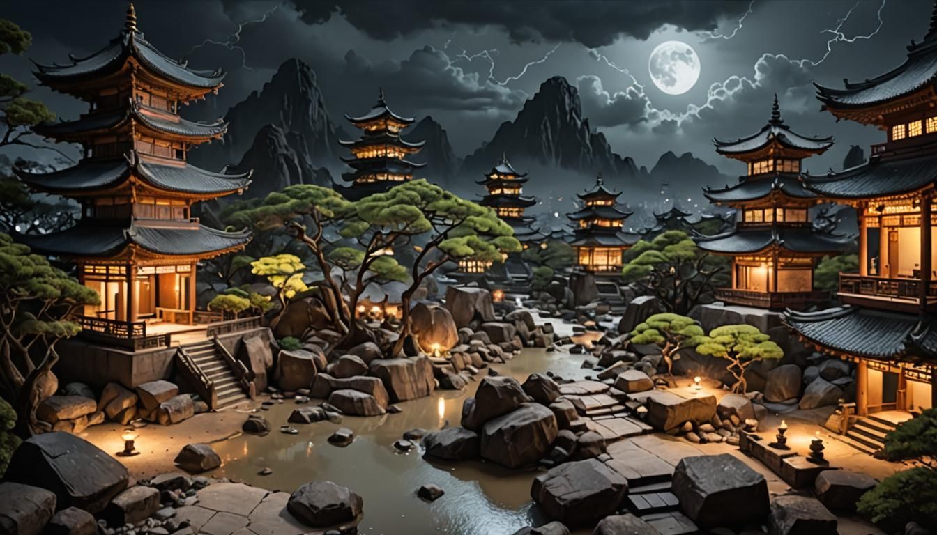 Stormy Zen Garden in Orientalist Style