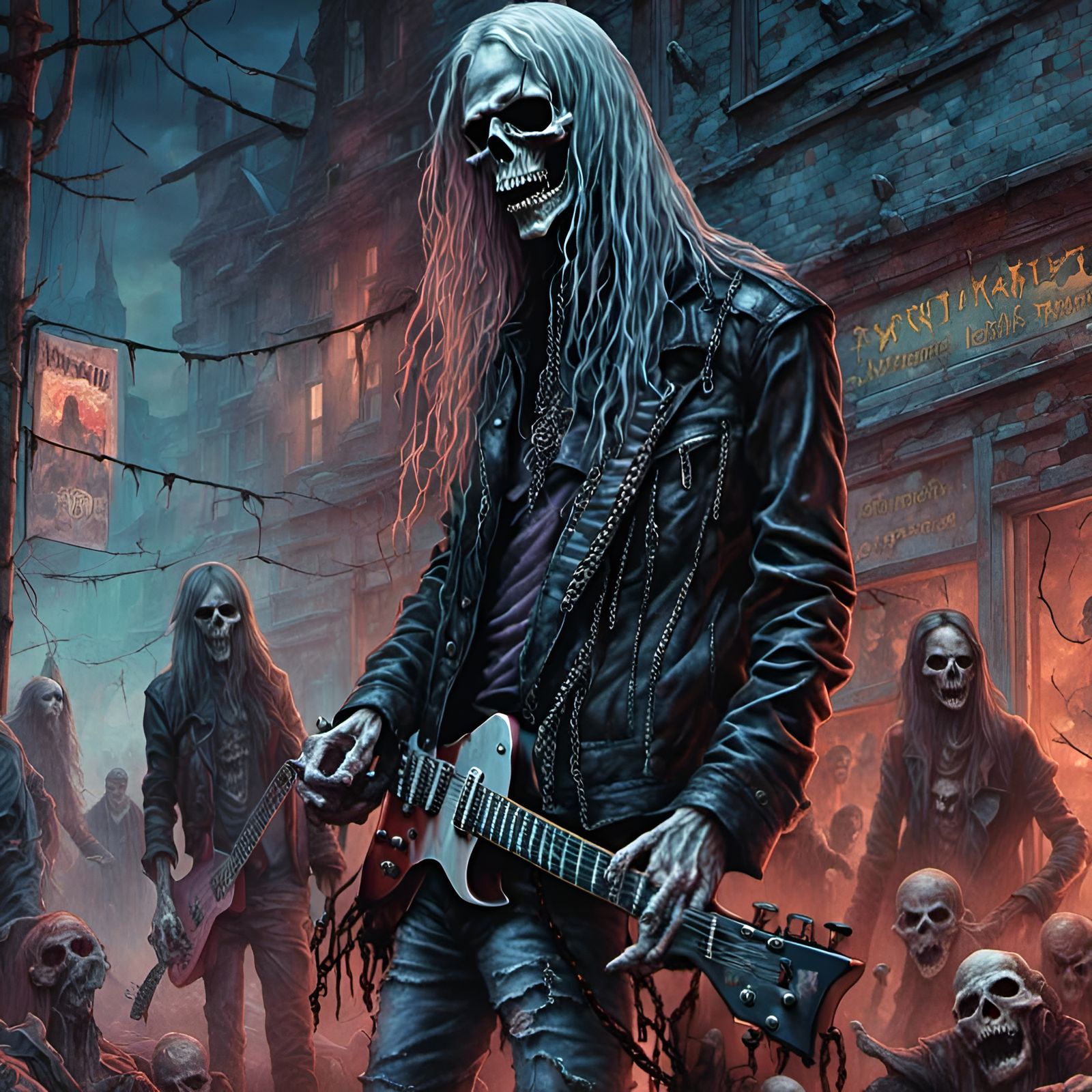 Rocker Zombie Illustration in Creepy Magazine Style