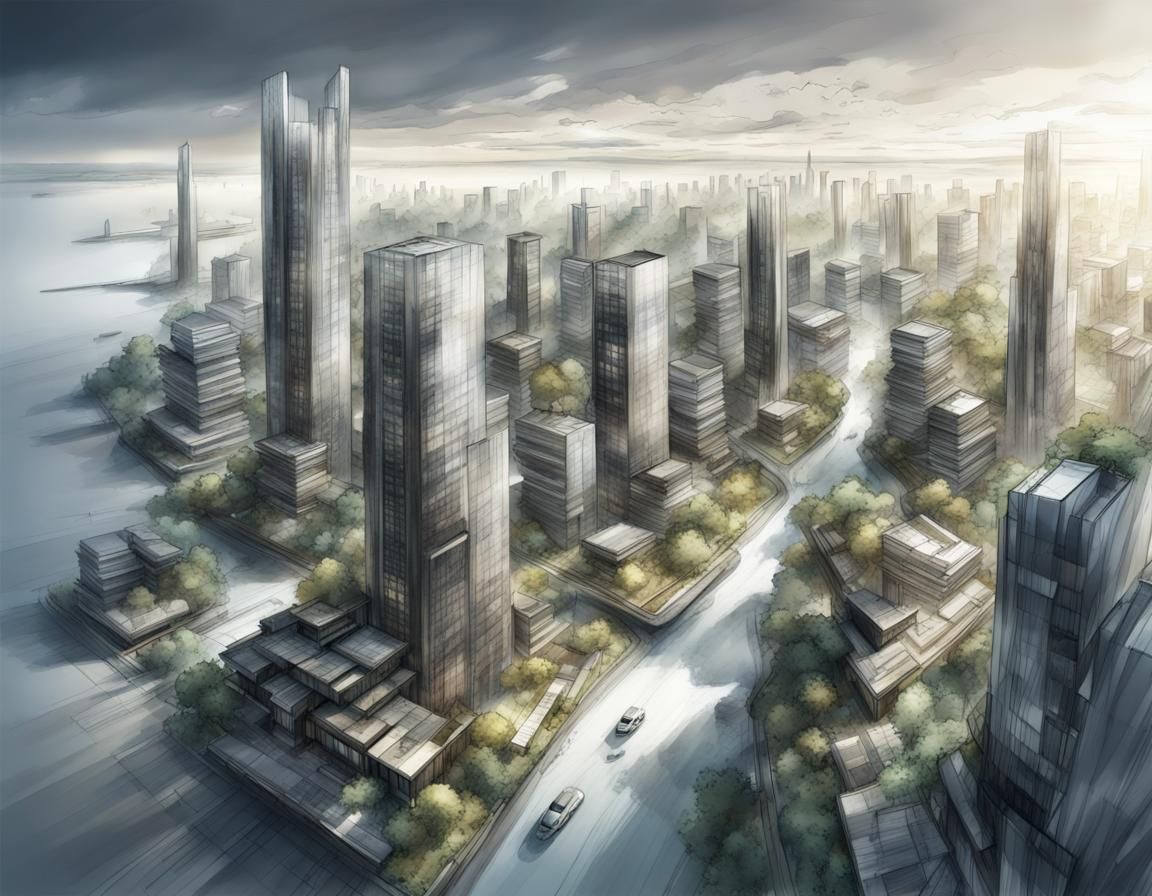 Ecological Futuristic City in Cold Colors