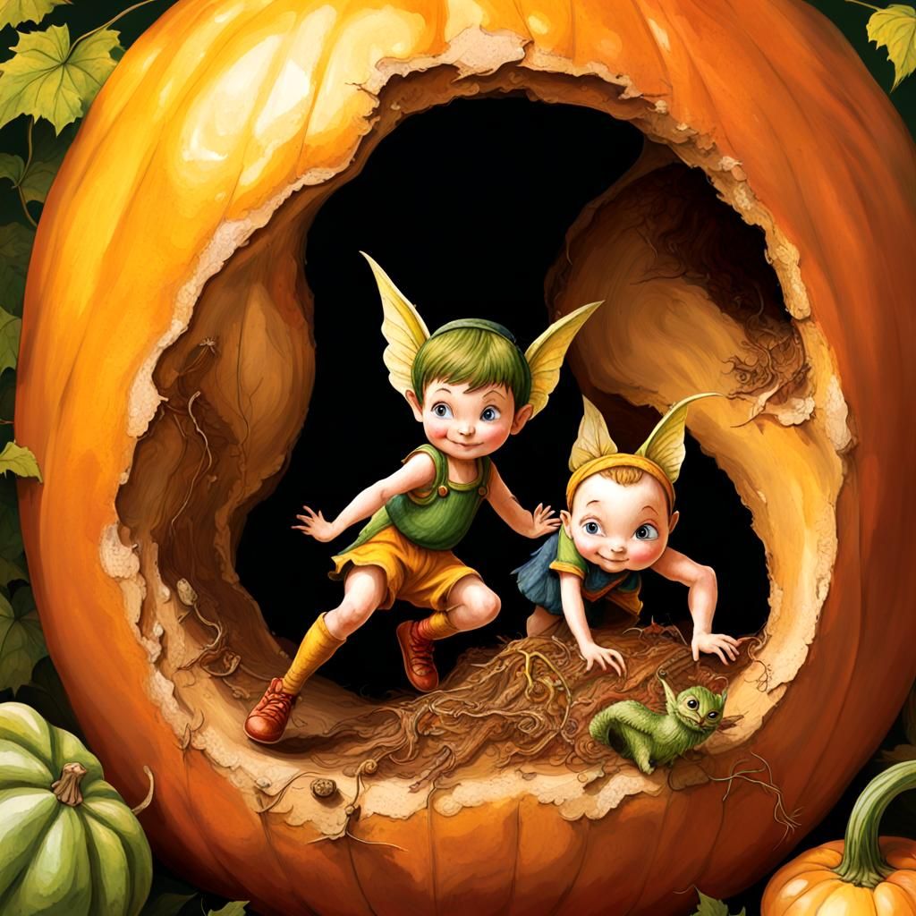 Pixie Emergence from a Gourd