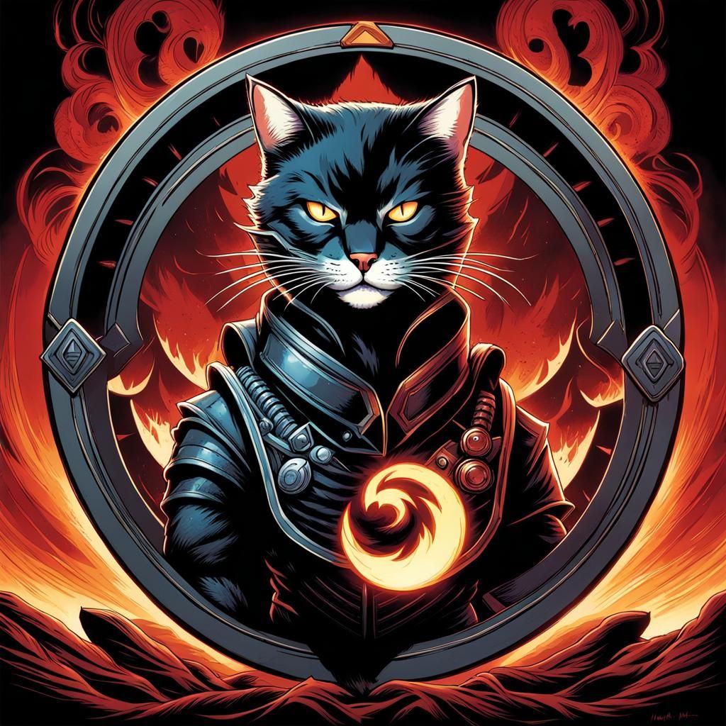 Mortal Kombat Cat in Comic Book Style