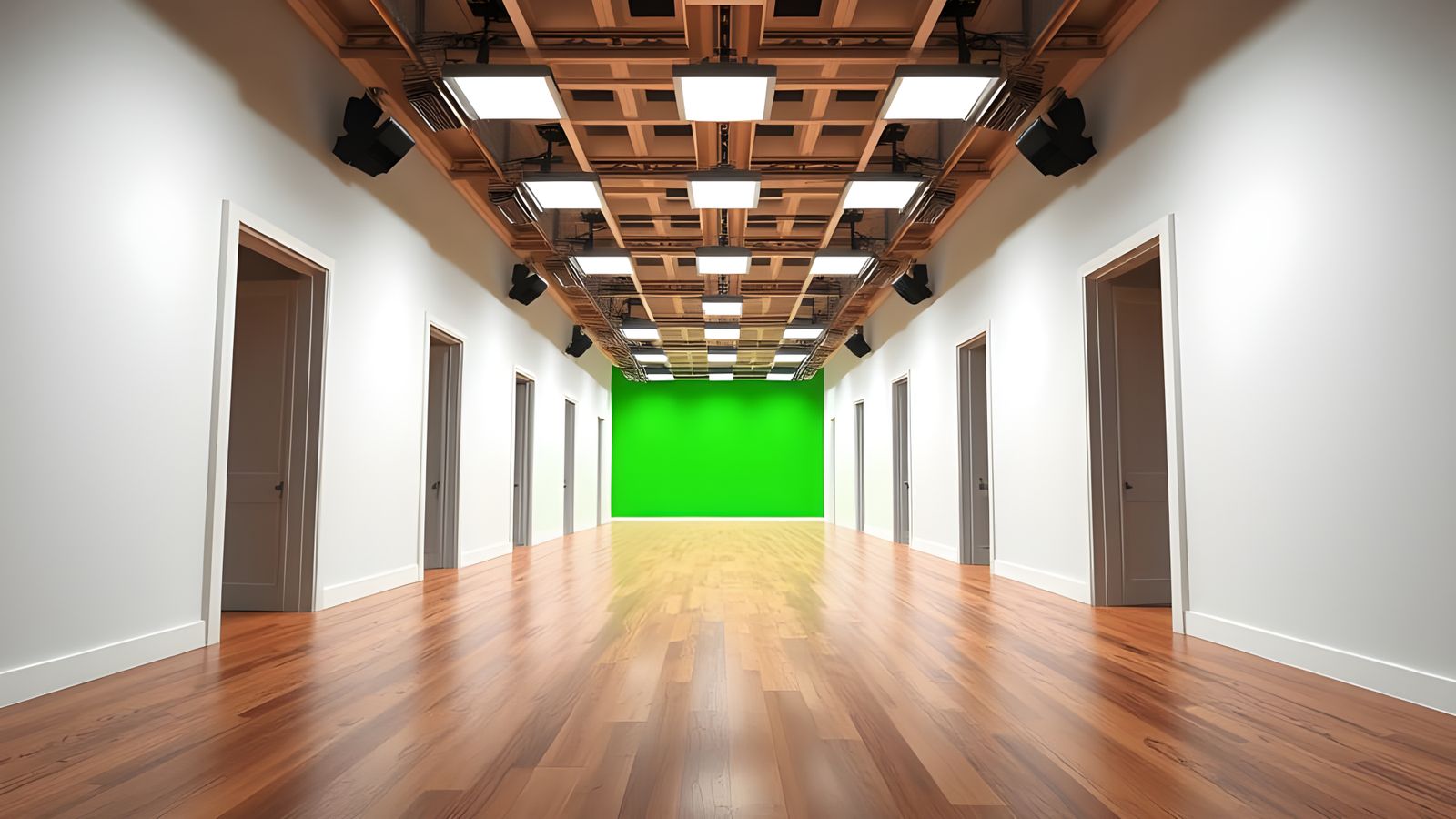 Surreal Television Studio Hallway in Photorealistic Detail