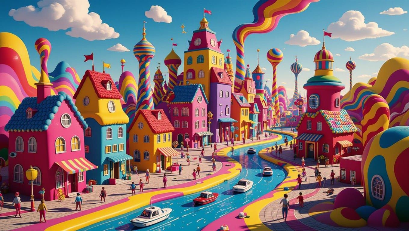 Surreal Putty Cityscape in Vibrant Colors