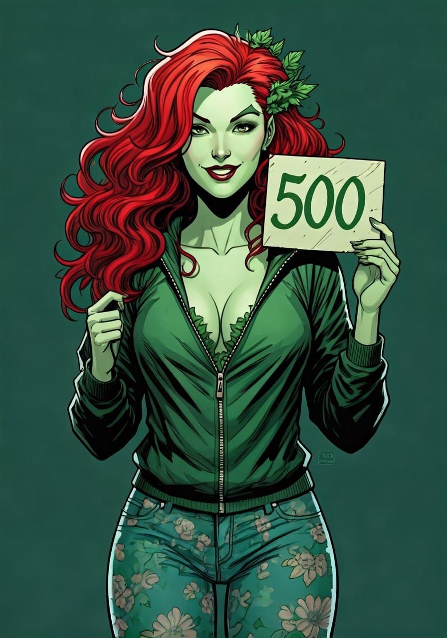Gritty Graphic Novel Portrait of Poison Ivy with a Mysteriou...