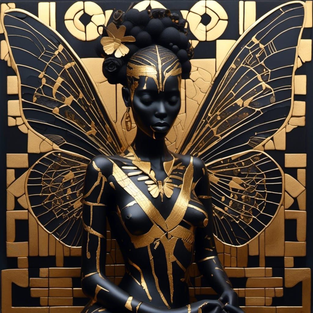 Obsidian Butterfly Goddess Ītzpāpalōtl Painting