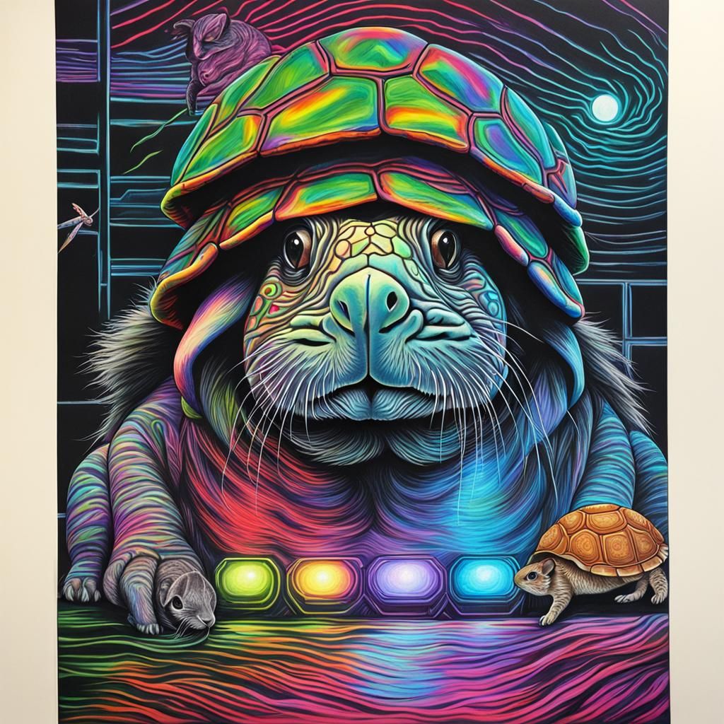 Synthwave Pets: Turtle, Cat, Rabbit, Guinea Pig