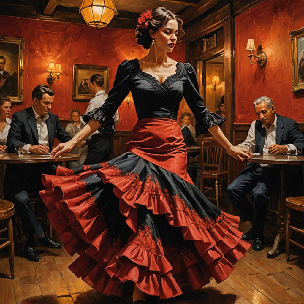 Dancing Woman in Red and Black