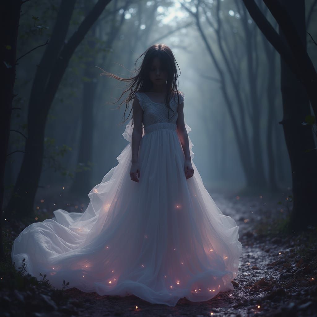 Aria: Girl in Eerie Darkness, Digital Art