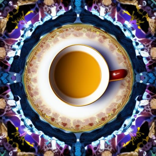 Miniature Ecosystem Inside Elaborate Teacup: Hyperrealistic ...