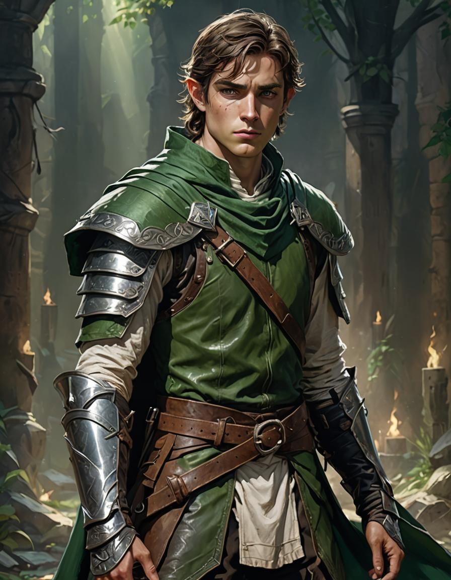 Heroic Ranger in Anime Style with Worn Leather Armor