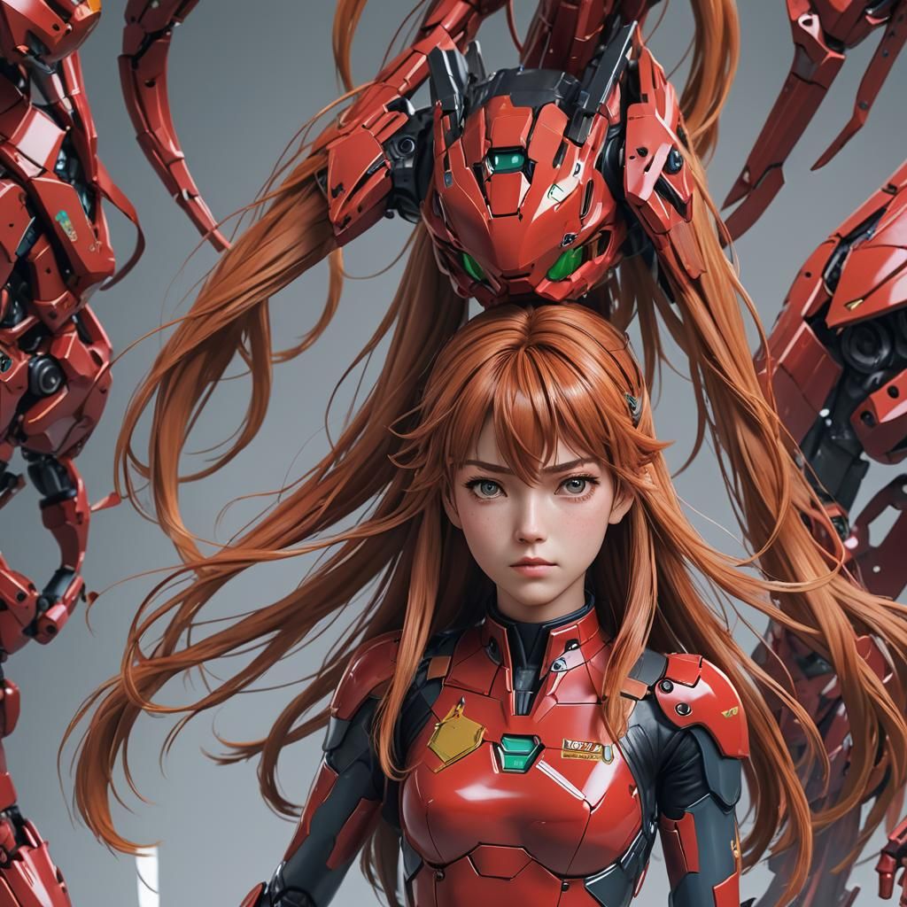Photorealistic Asuka Langley Soryu in 3D Anime Art