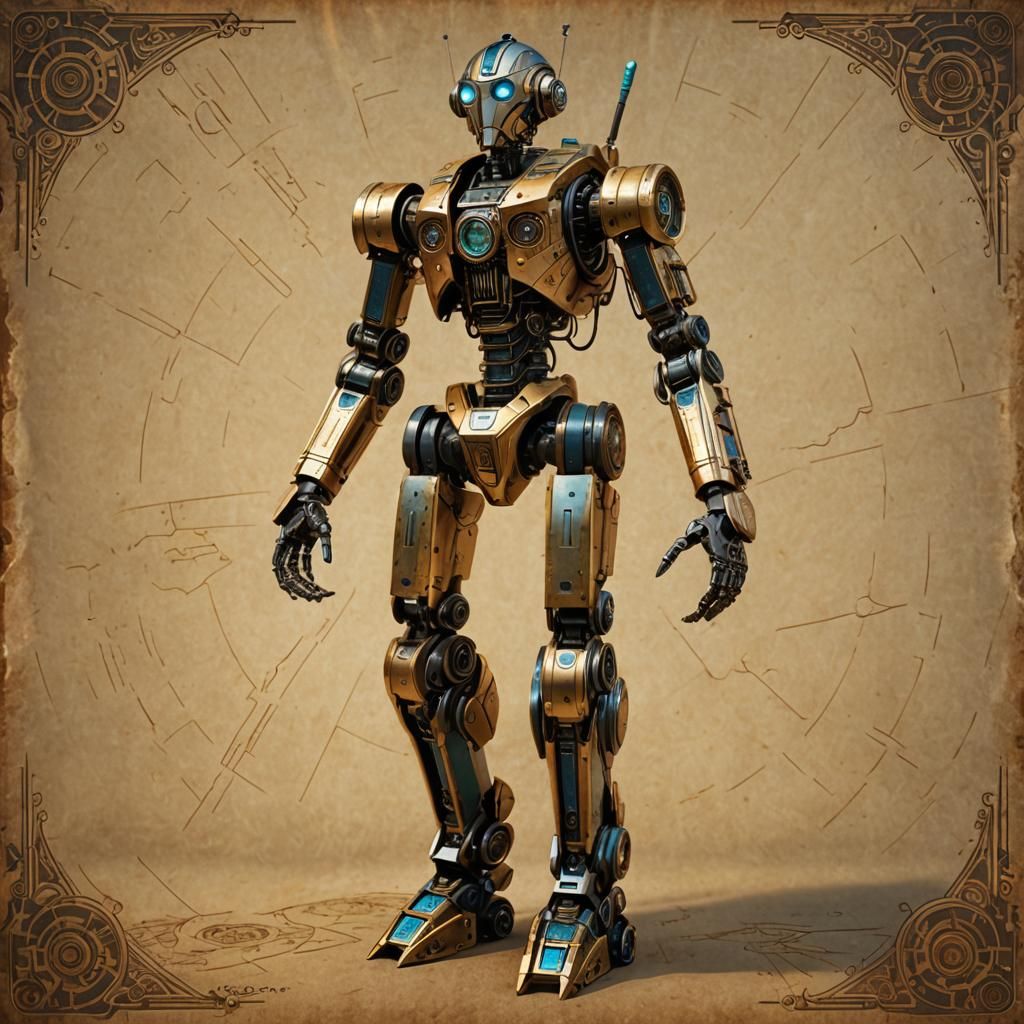 Retro-Future Robot Droid in Art Deco Style