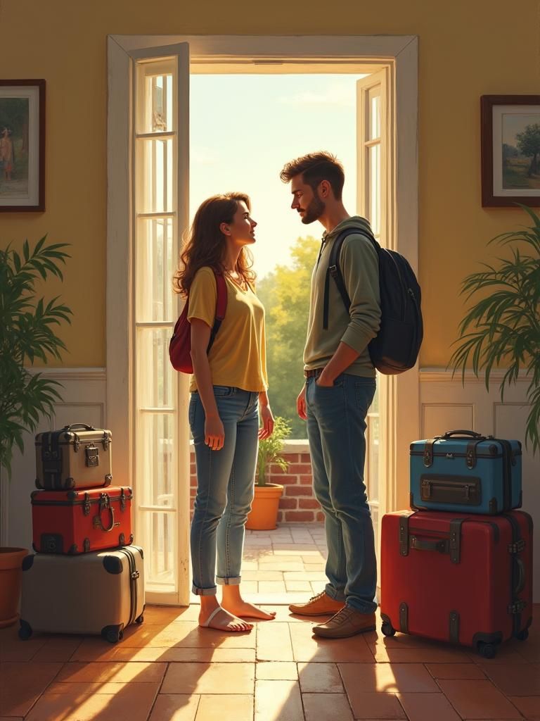 Heartfelt Goodbye: Children Depart for University, Nostalgic...