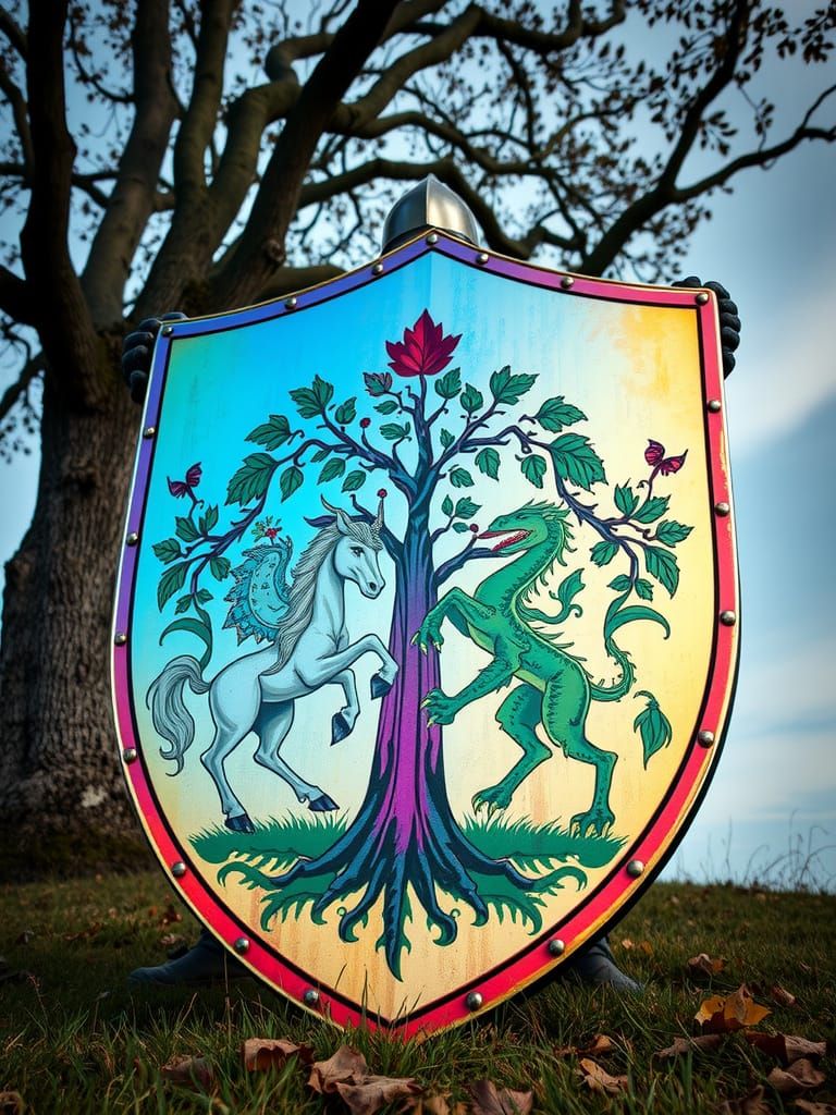 Escutcheon depicting Pegasus and Green Dragon Aspectant, Roy...