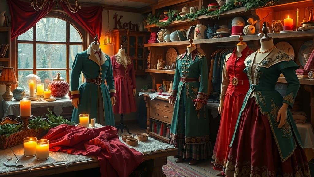 Medieval Fantasy Clothier's Workshop in Whimsical Winter Won...