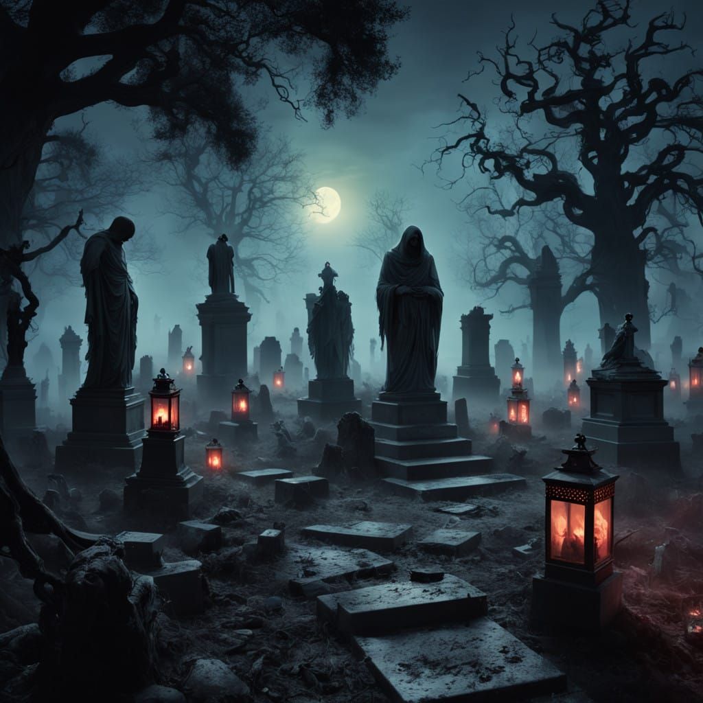 Decaying Zombies Emerge from Ancient Graves in Moody Cemeter...