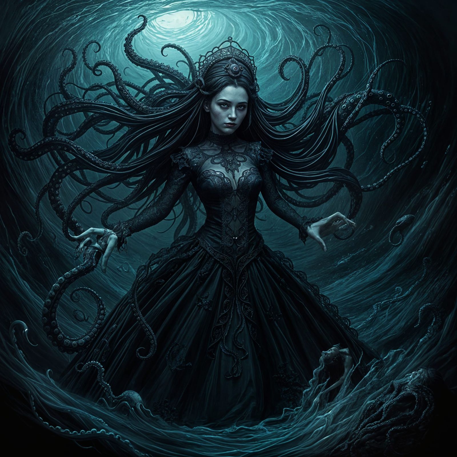 Gothic Oceanic Horror: Octopus Woman Emerges
