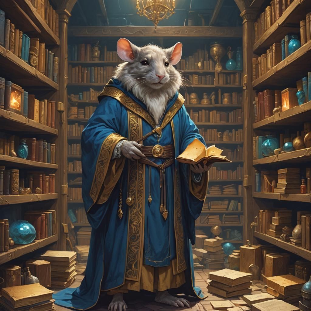 Ratfolk Wizard in Mystical Chamber Concept Art