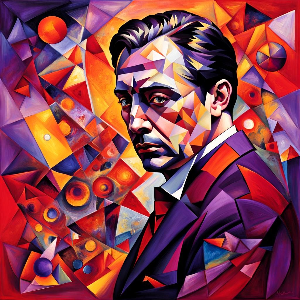 Fiery Opera Tenor in Cubist Art Deco Style