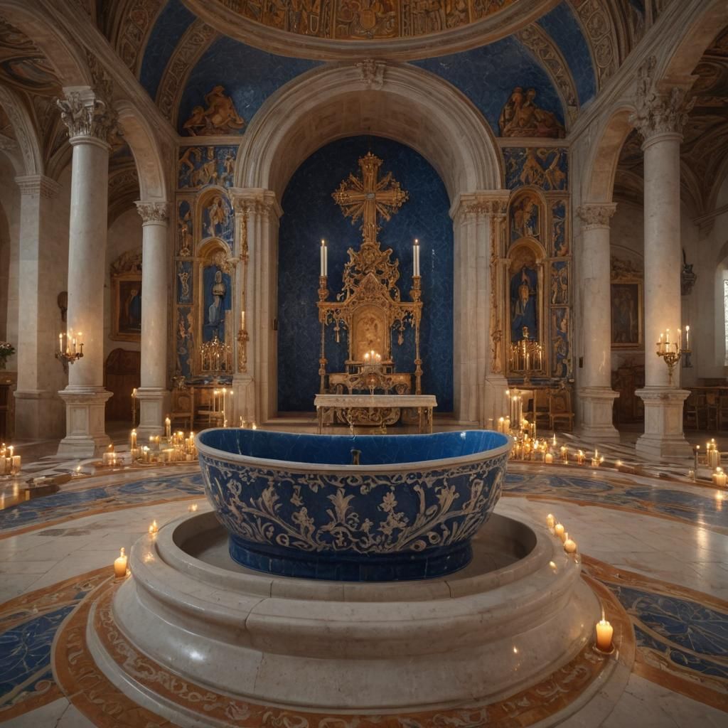 Baroque Church Bathtub in Dreamlike Lighting